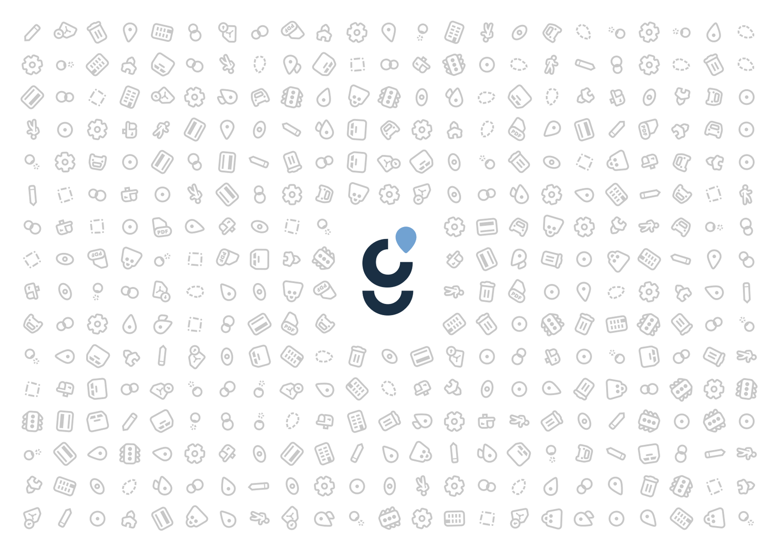 Promotional image showing a selection of icons from the Geoblink custom icon set designed for the platform